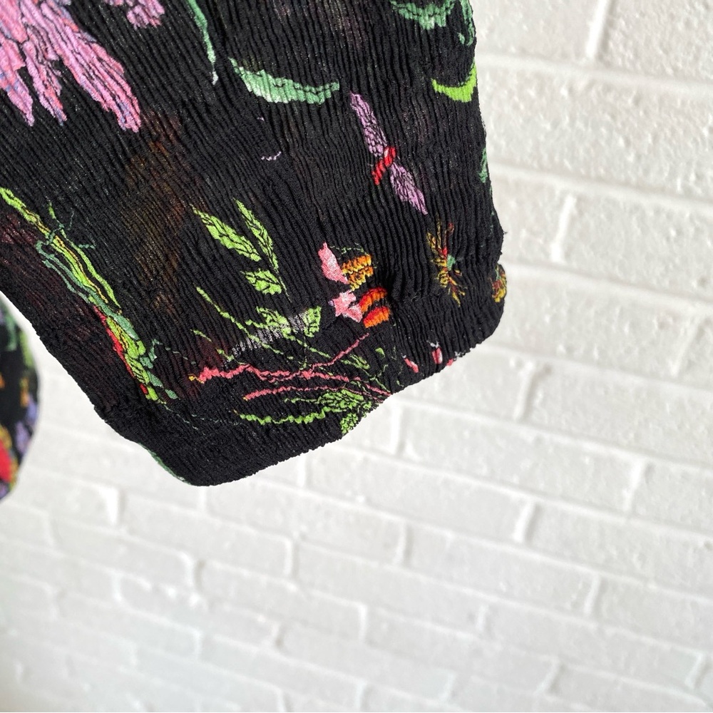 VINTAGE Jacket Blazer Alberto Makali Black Floral Large Boho WhimsyGoth Artsy - Picture 9 of 16